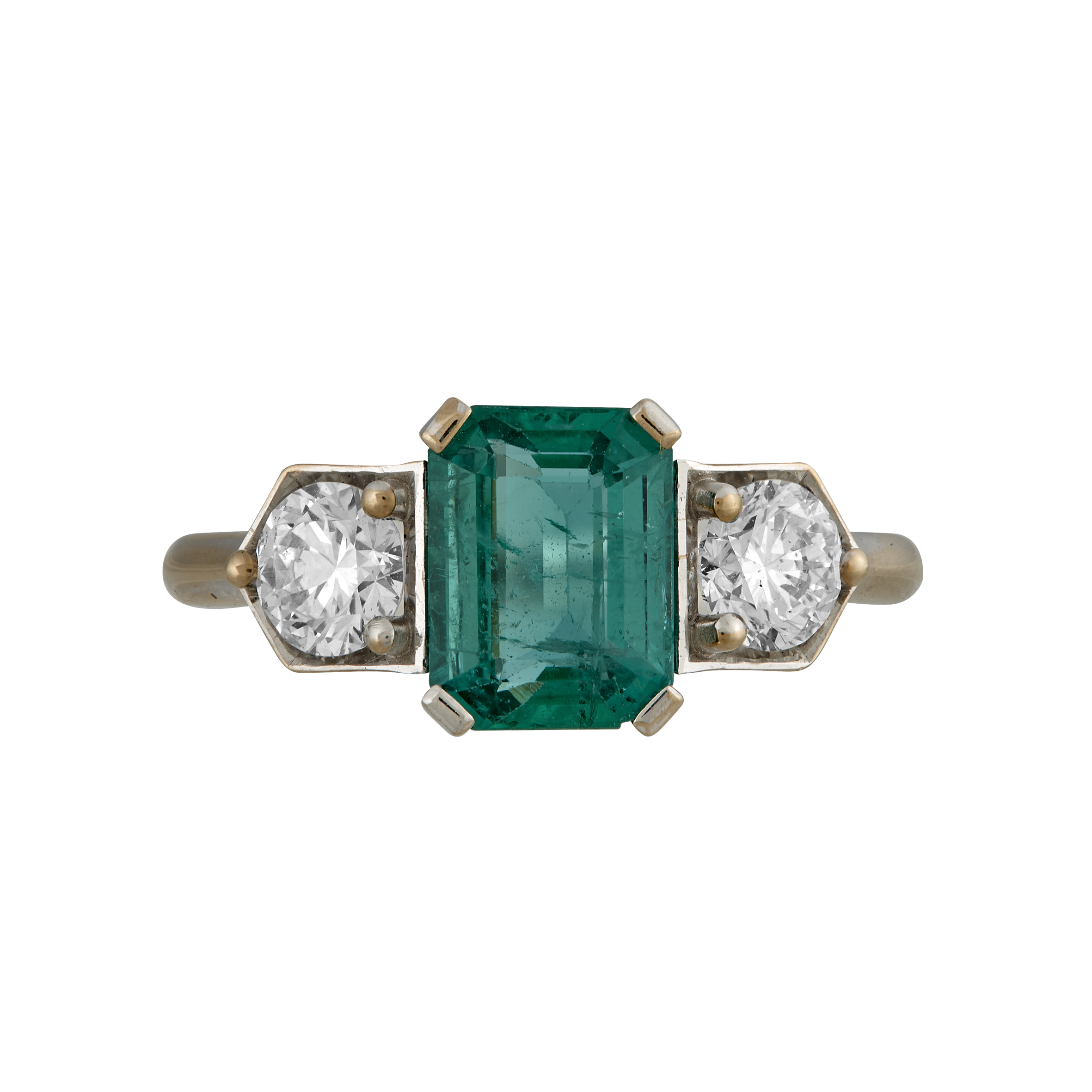 Bague trilogie émeraude et diamants Gerphagnon