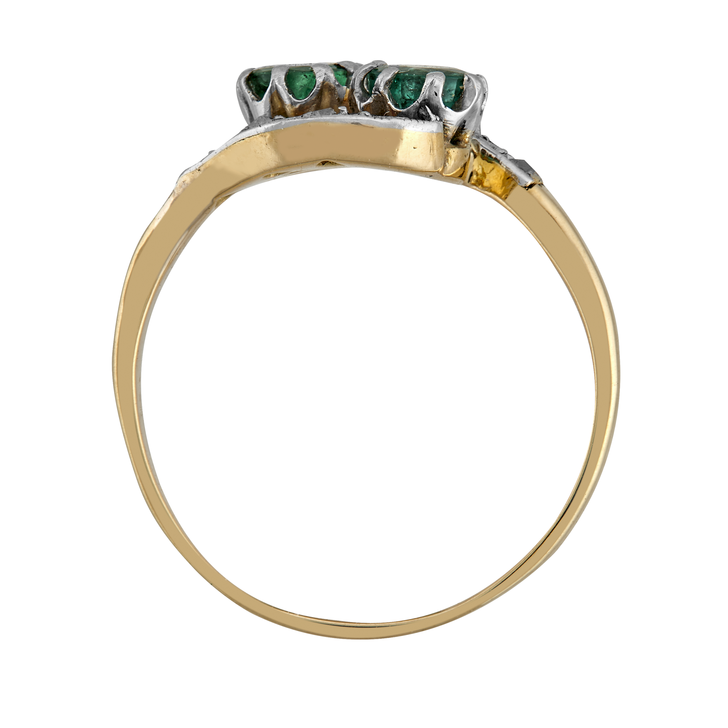 Bague "Toi et Moi" émeraudes diamants taille rose fin XIXe Gerphagnon