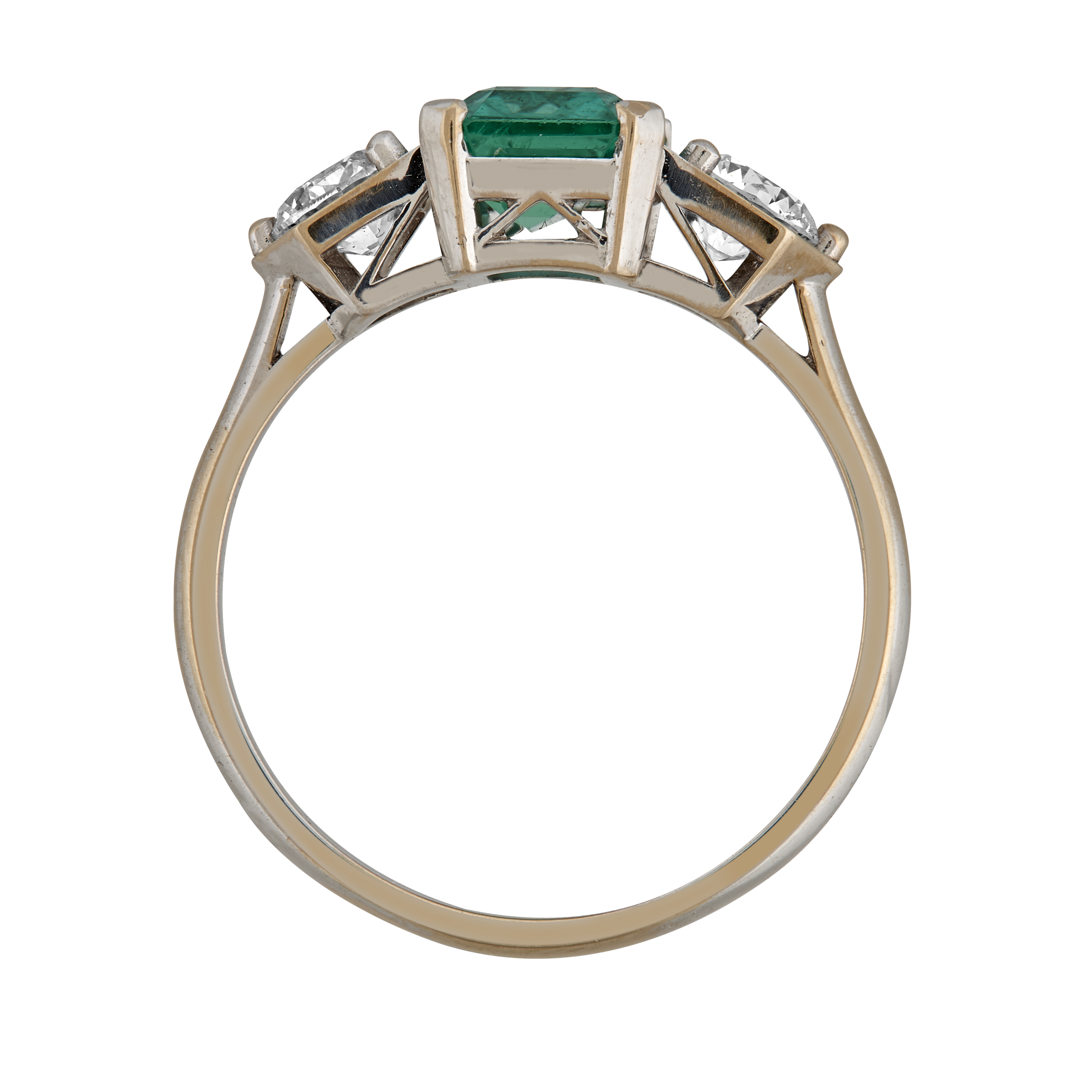 Bague trilogie émeraude et diamants Gerphagnon