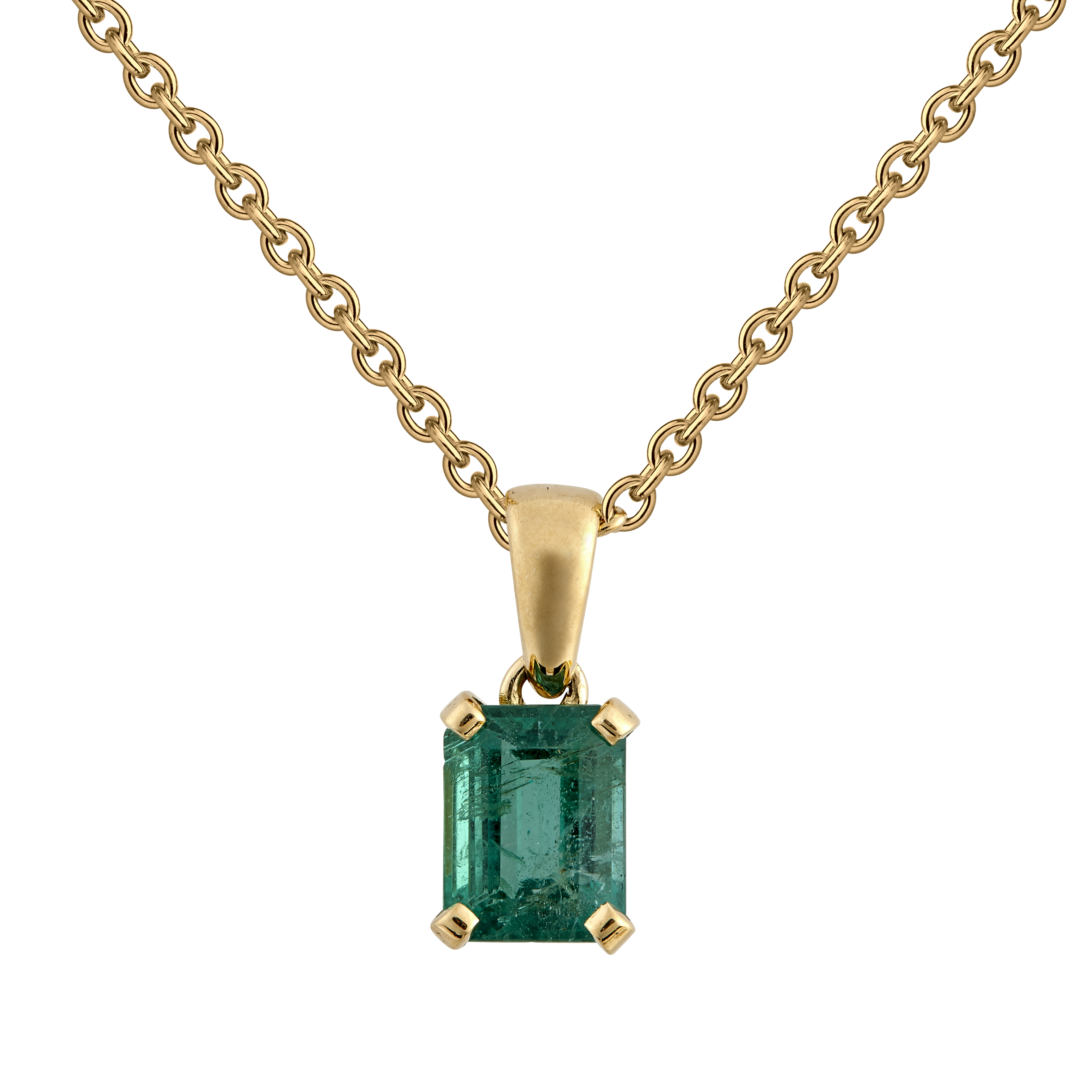 Chaine pendentif émeraude taille émeraude Gerphagnon