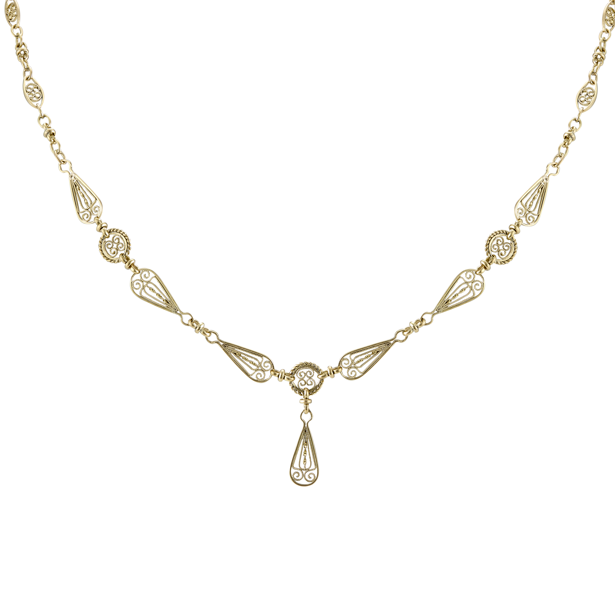 Collier filigrané motif goutte vers 1910 Gerphagnon