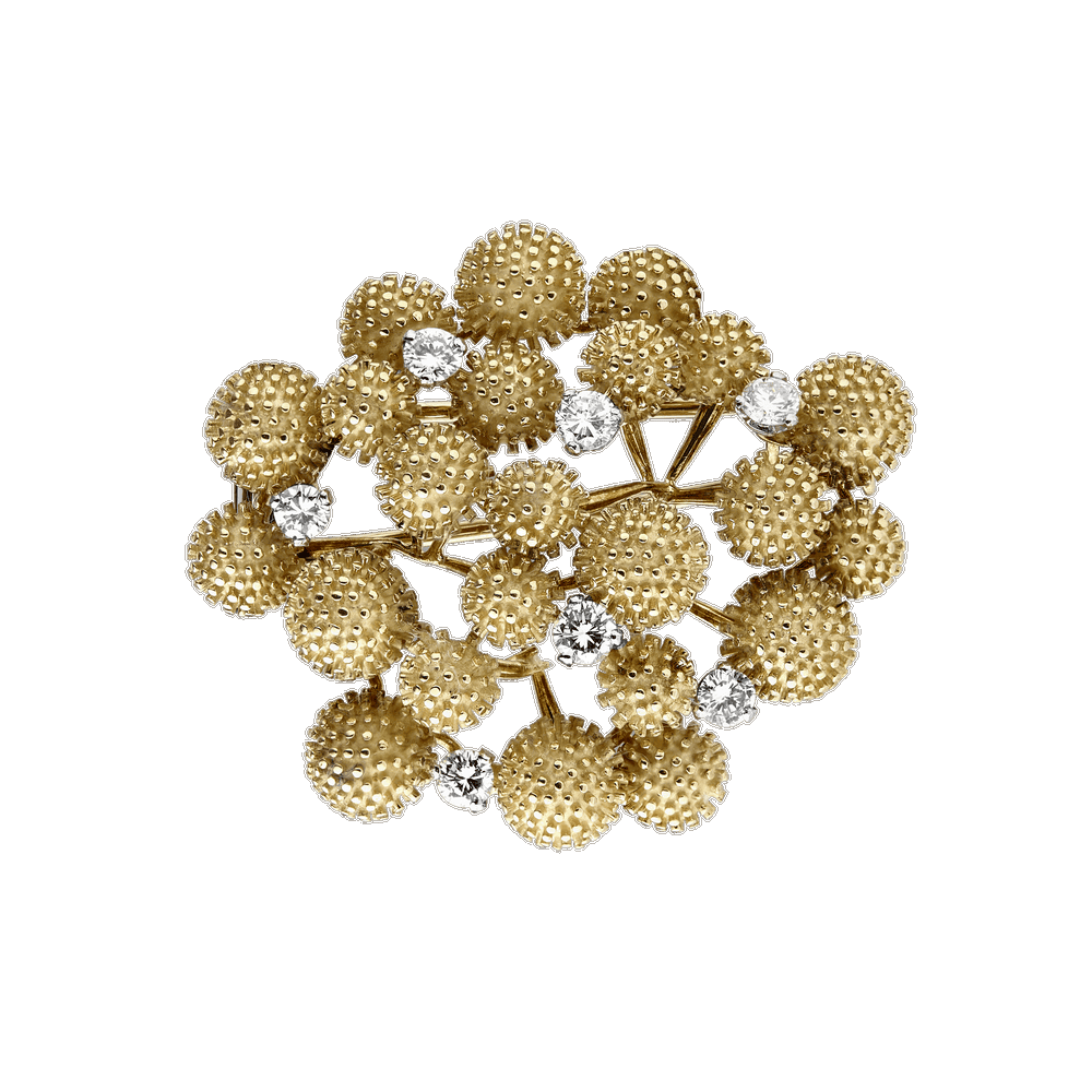 Broche "Mimosas" diamants vers 1960-1970 Gerphagnon