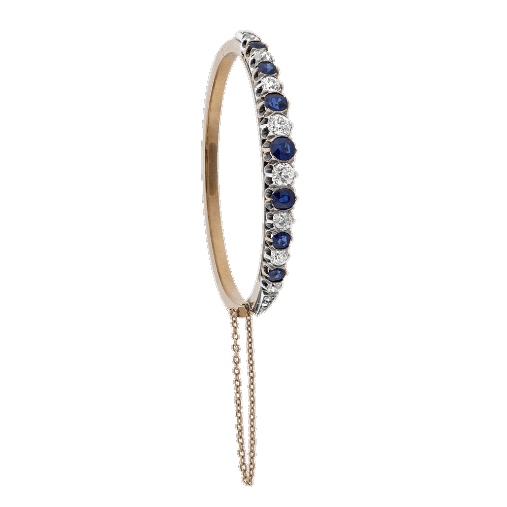 Bracelet ouvrant diamants et saphirs vers 1860 Gerphagnon