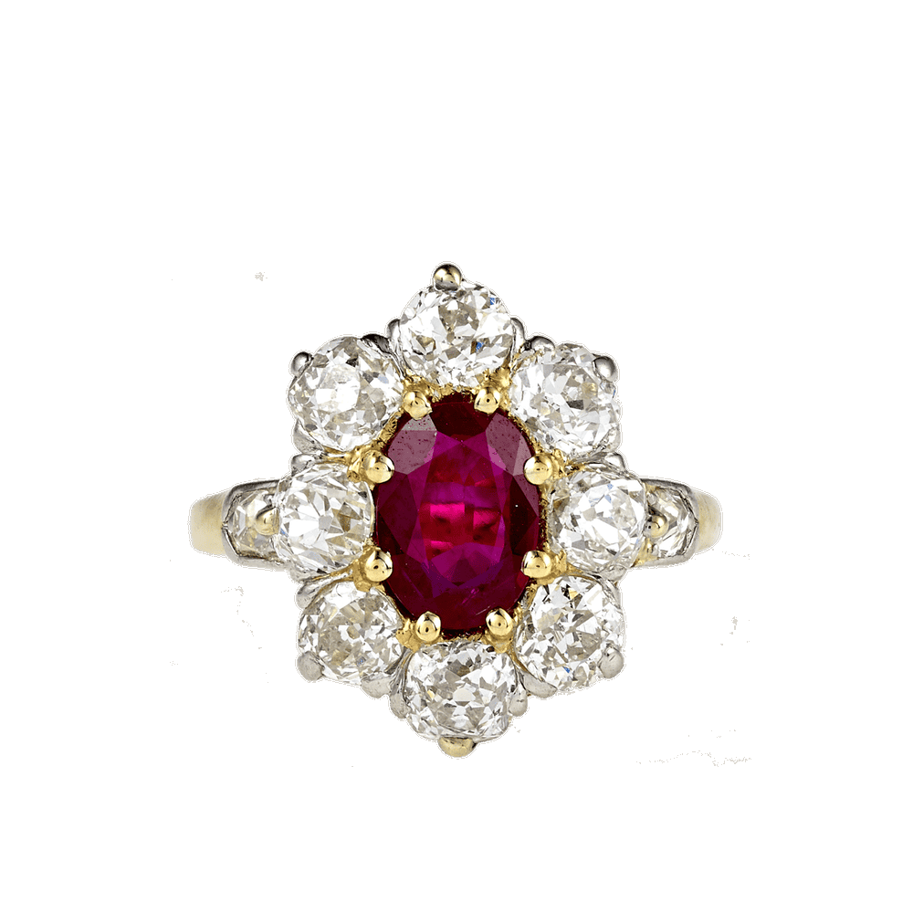 Bague Pompadour Rubis Et Diamants vers 1880 Gerphagnon