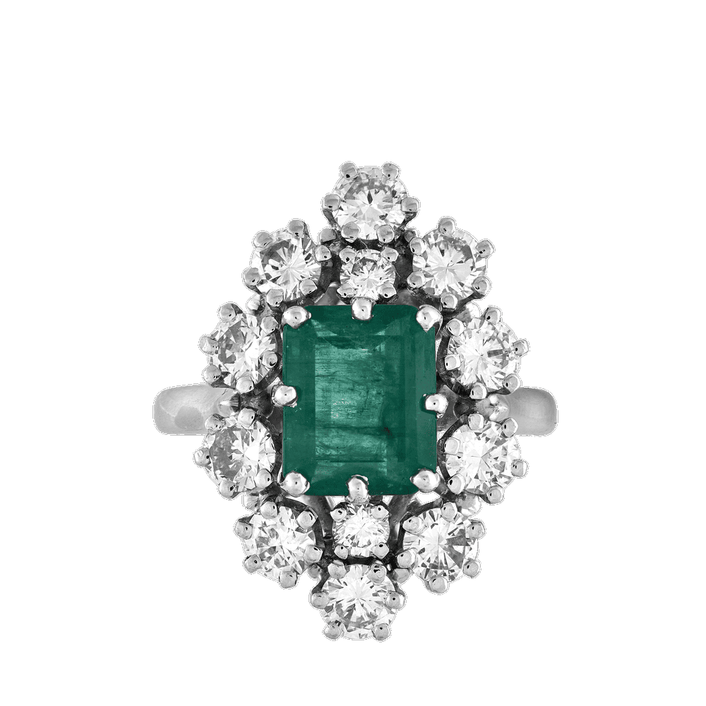 Bague navette émeraude et brillants Gerphagnon