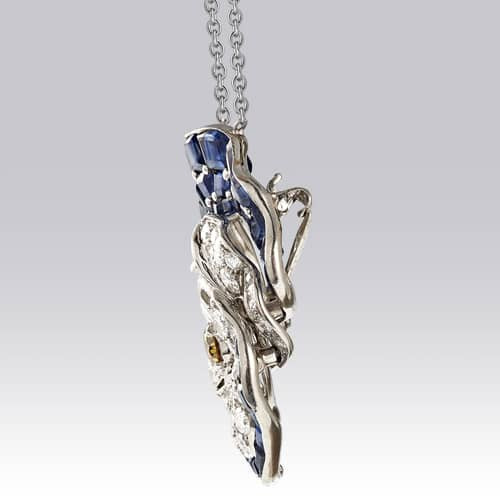 Collier Pensée diamants et saphirs vers 1930 Gerphagnon