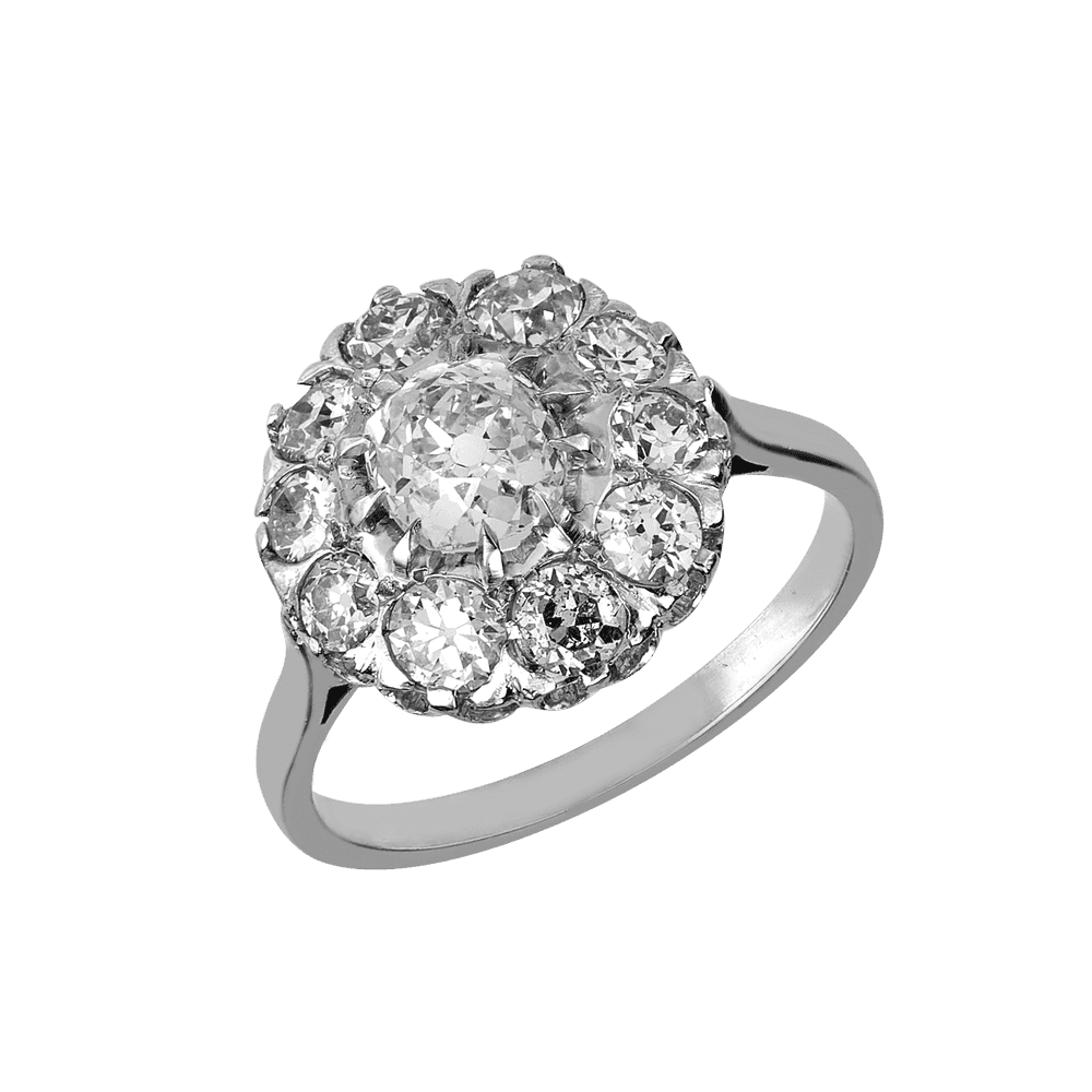 Bague En Platine 900 Avec Jade Et Diamant - Taille US 6.5 - Poids ~10,9 G - Occasion - Livraison Gratuite
